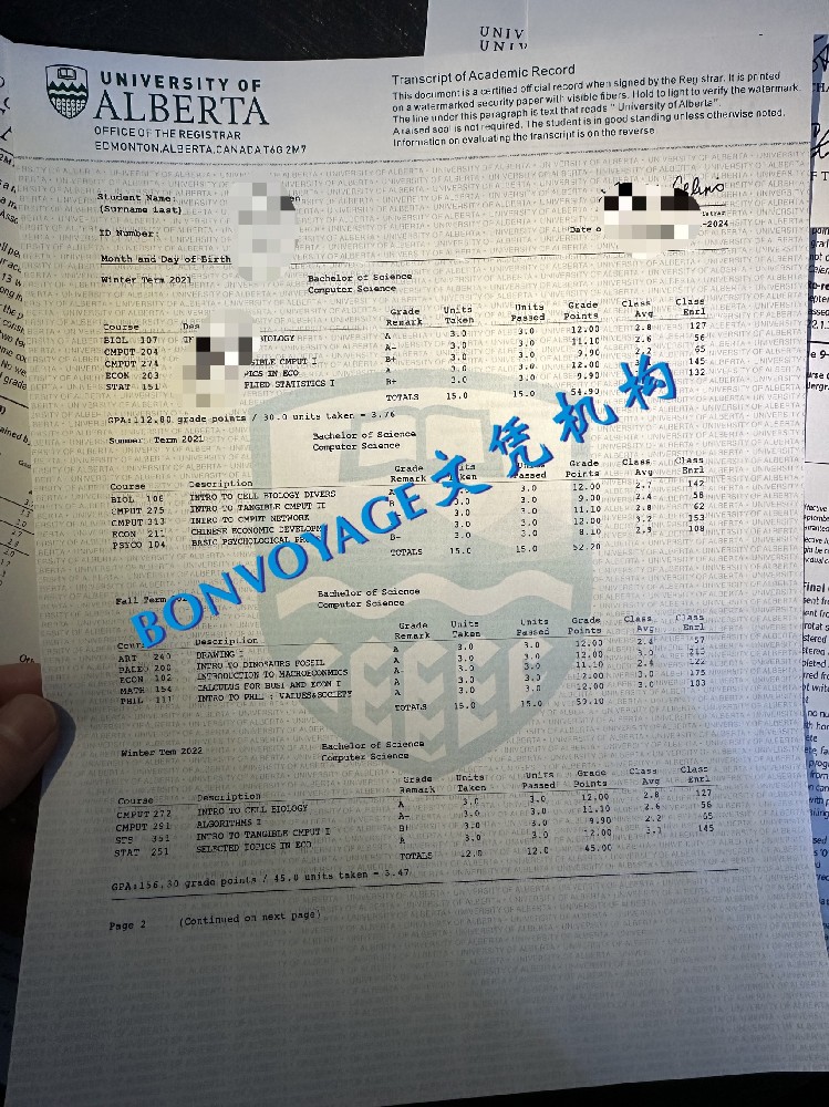 探索阿尔伯塔大学成绩单经济学本科课程UA成绩单图片