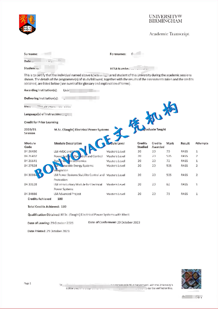 展示伯明翰大学成绩单/伯明翰大学医学学士成绩单课程修改