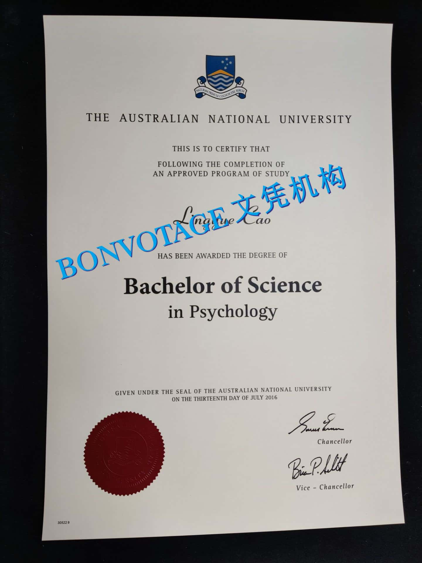 澳大利亚国立大学毕业证案例，ANU毕业证，澳大利亚国立大学文凭样本